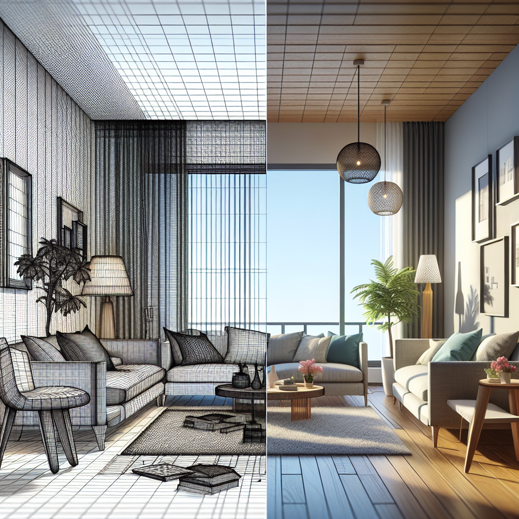 Widok modelu 3d oraz gotowej wizualizacji.